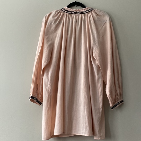 Zara trf Collection Embroidered Long Sleeve Tunic with Pom-Pom Tie - Picture 6 of 13